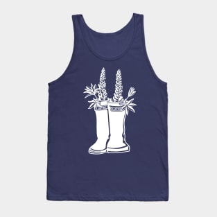 Lupine White Lineart Rain Boots Tank Top